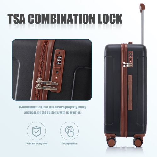 20 24 28 3 Pcs Set In ABS Spinner Wheel Luggage, Carry On Suitcase, Matching Color, TSA Combination Lock