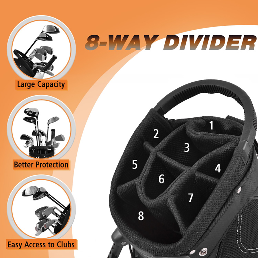 9 Inch Golf Stand Bag Divider Carry Pockets Storage