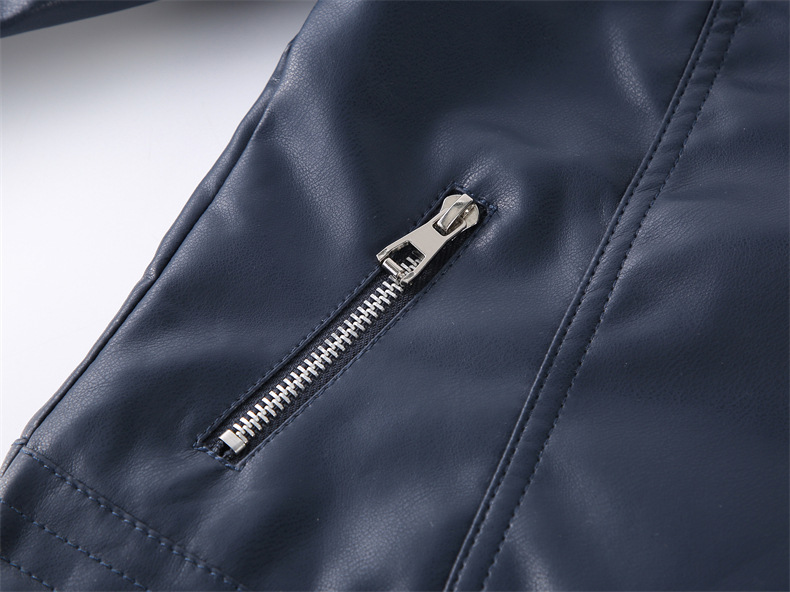 Boys' Fashion Casual Solid Color Leather Jacket