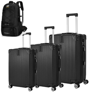 3-piece Hard Shell Luggage Set, Suitable For Both Long-distance And Short Distance Travel. Equipped With Four-wheel Rollers, Password Lock, And Hiking Bag