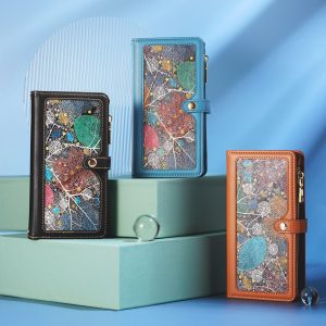 Women's Multi-card Zipper Painted Leather Case