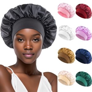 Classic Solid Color Fashion Satin Wide Brim Nightcap