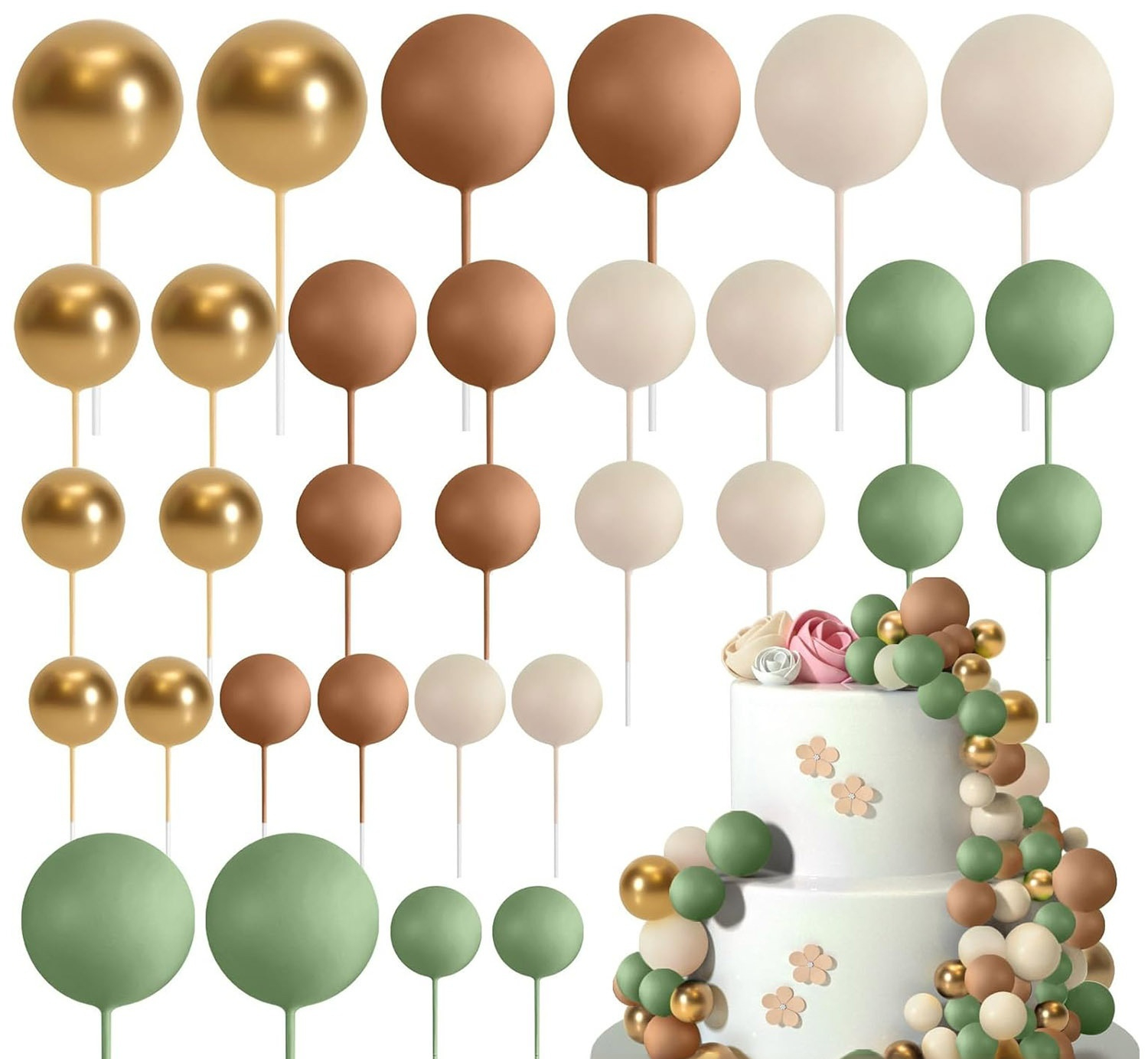 32 Pcsset Colorful Foam Ball Birthday Cake Decoration Multi-style Plug-in