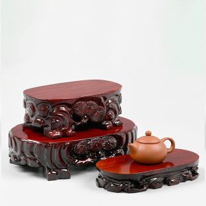 Wooden Base, Redwood And Rare Stone Handicraft Ornament