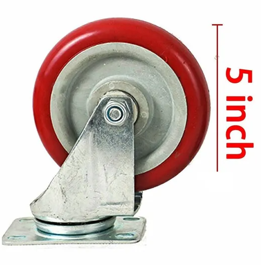 4 Pack 5 Inch Caster Wheels Swivel Plate Polyurethane Wheels Heavy Duty Wheels