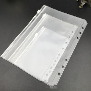 PVC Transparent Bag A5 A6 Loose Spiral Notebook Zipper Bag Loose-leaf 6-hole Storage Information Bag Business Card Album
