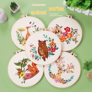 Handmade Embroidery Material Package Squirrel Owl Fox Cat Elk