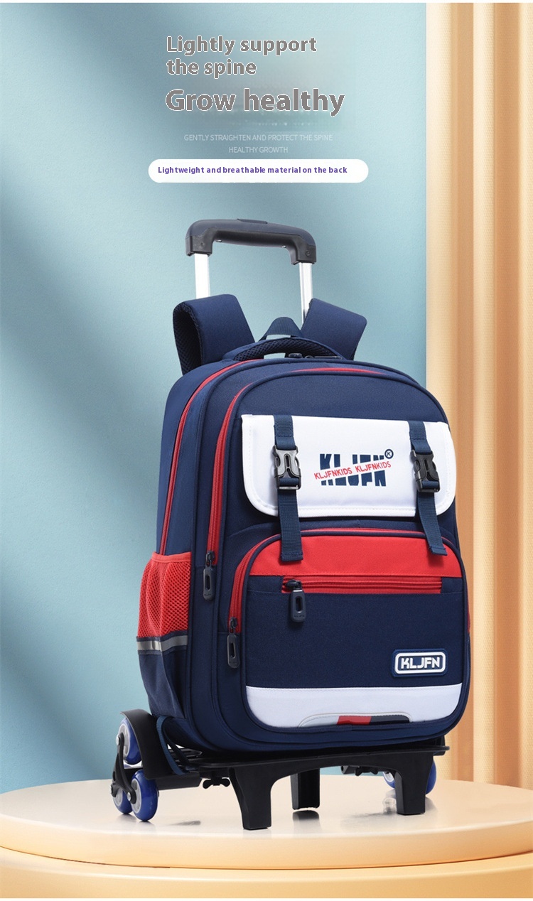 Children's Trolley Lightweight Shoulder Pad Wear-resistant Large Capacity Spine Protection Backpack Waterproof