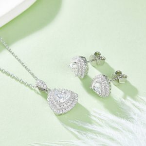 1 Karat Moissanite Special-shaped Rings Ear Studs Necklace Three-piece Set
