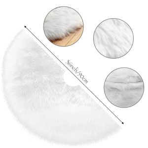 Plush Christmas Tree Skirt 90cm 36inch White Base Cover For Xmas & New Year Decor