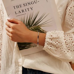 Hollow Cross Colorful Crystals Inlaid Open-ended Bracelet Sweet And Cool Temperament