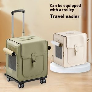 Portable Large Capacity Foldable Breathable Cat Bag Trolley Case
