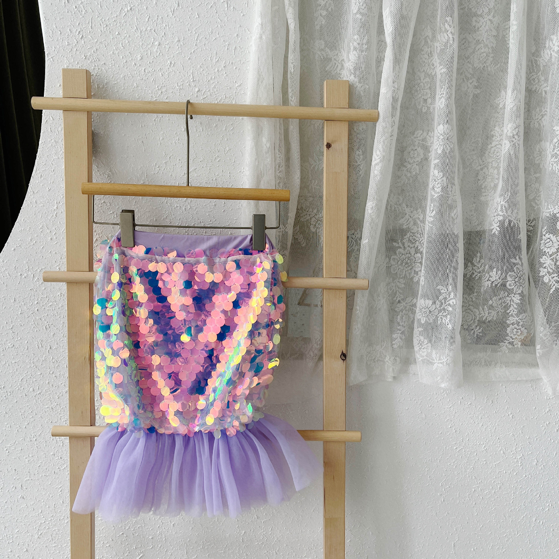 Fashion Mesh Sequined Fishtail Skirt