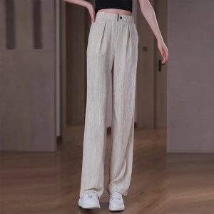 Draping Ice Silk Straight-leg Pants Women's Slimming Plus Size Fashion