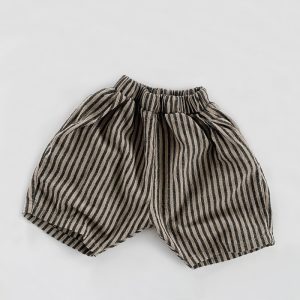 Summer Children's Cotton And Linen Vertical Striped Shorts