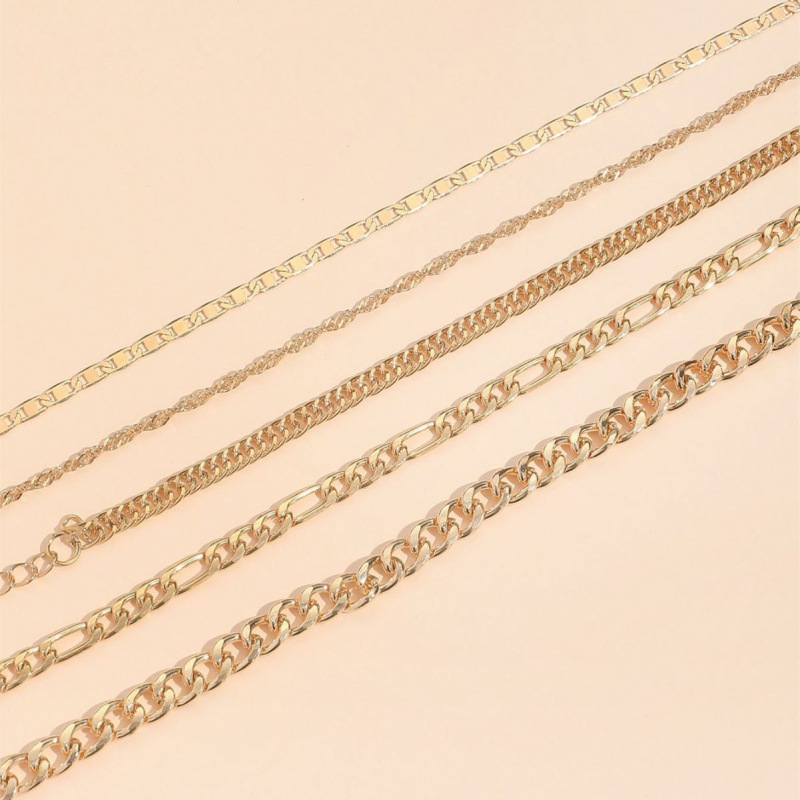 Simple Graceful Metal Chain Retro Creative Snake Chain Anklet Five-piece Set