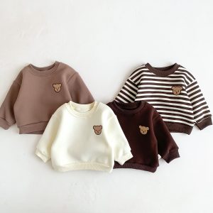 Baby Velvet Sweatshirt Baby Pullover Round Neck Warm Bottoming Shirt