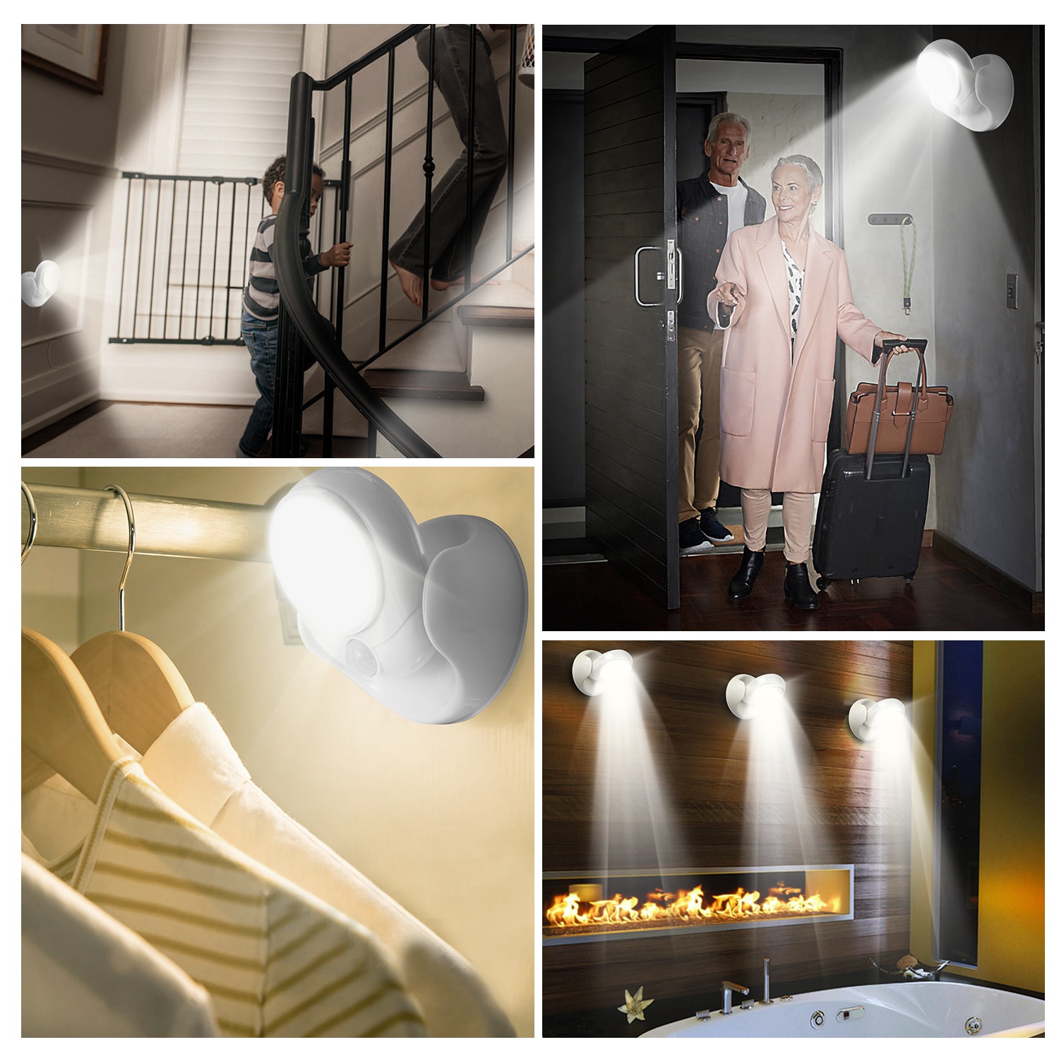 1Pc Wireless LED Spotlight Night Lamp 360 Degree Rotatable With 90 Degree Motion Sensor Battery Operated With 23ft Sensing Range For Closet Bathroom