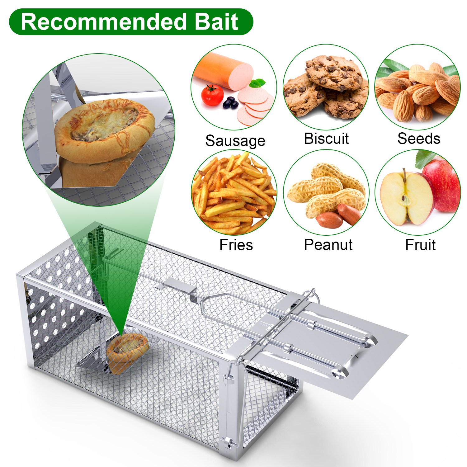1Pc Single Door Rat Trap Cage Humane Rodent Trap Mouse Trap Indoor Outdoor For Small Rodents Mice Voles Hamsters