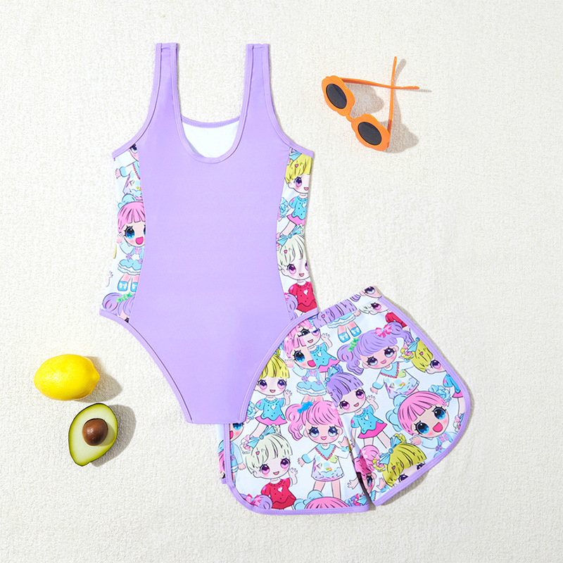 Printed One Piece Swimsuit Cute Girl Bikini Beach Two-piece Set