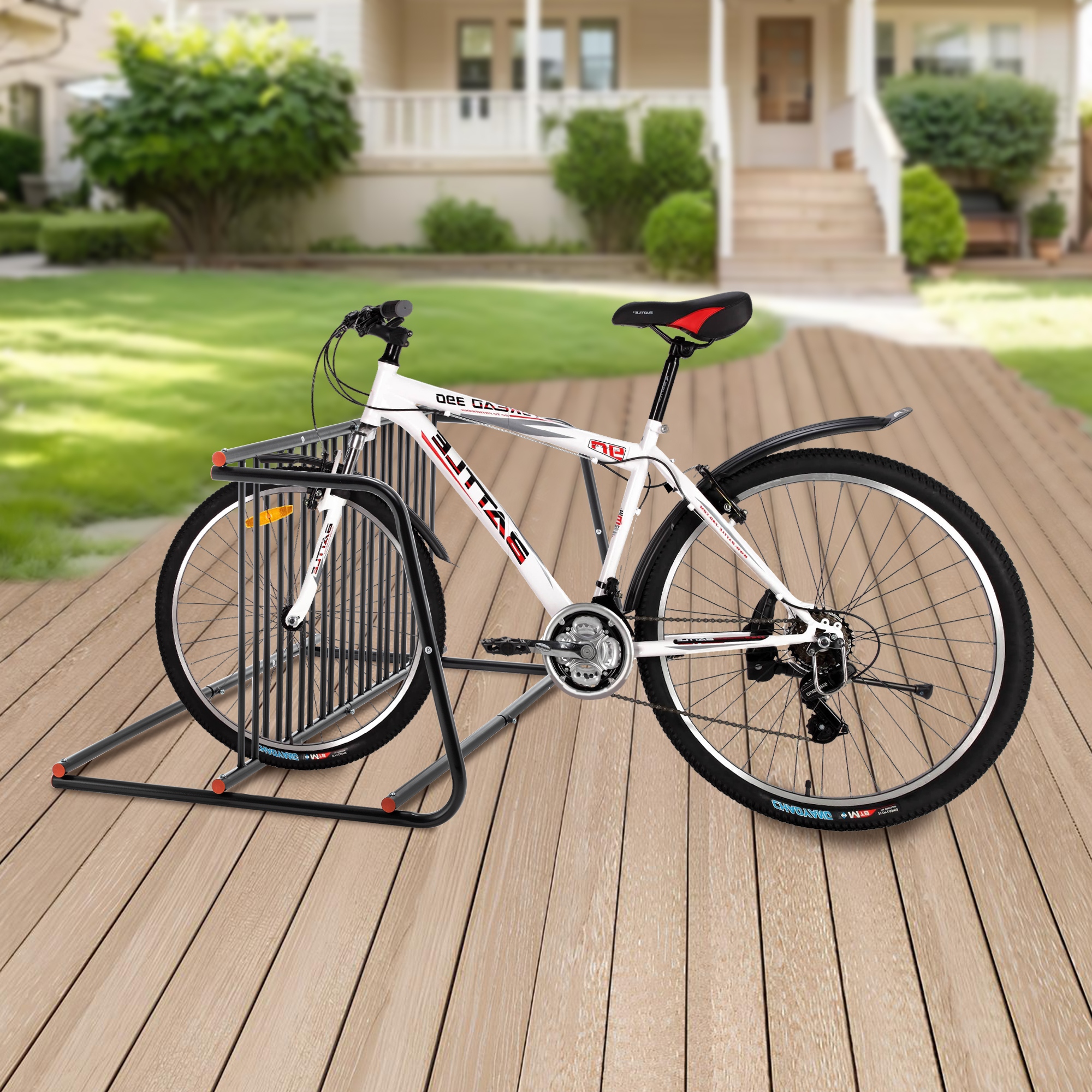 10-Bike Heavy-Duty Outdoor Bike Rack - Double-Sided Steel Storage Stand For Garages, Yards & Shops - Easy Assembly