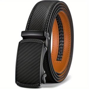 Men's Premium Leather Automatic Buckle Adjustable Ratchet Belt