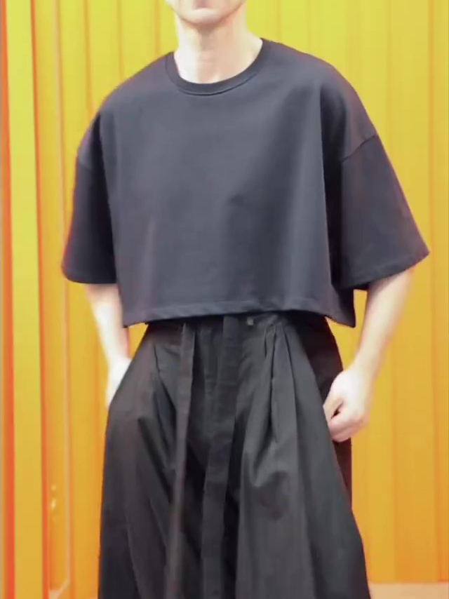 Black Crop Top And Wide - Leg Pants Set