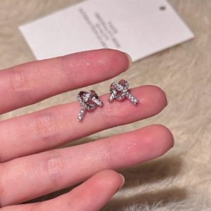 Knotting Exquisite Zircon Earrings For Women S925 Silver Light Luxury