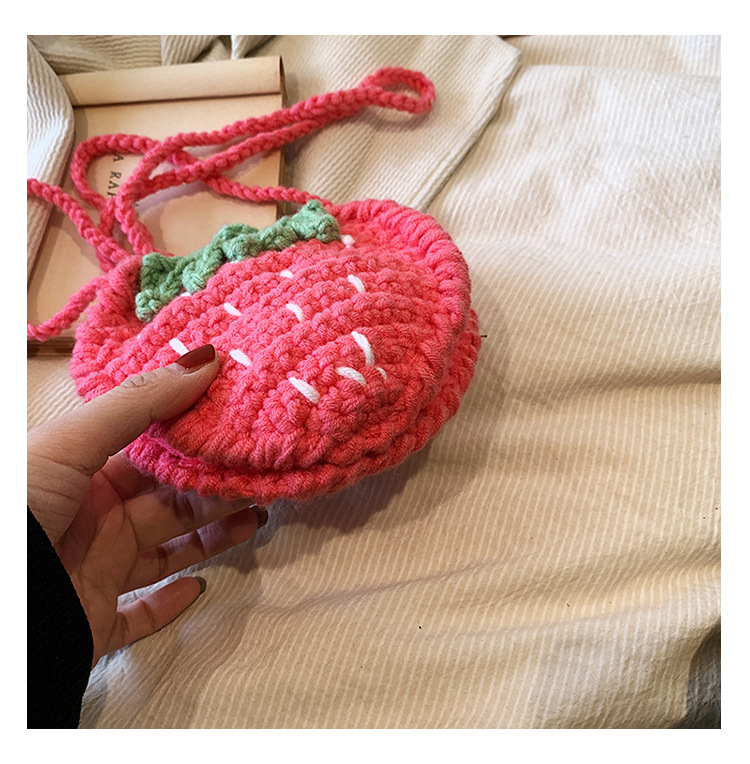 Handmade Knitted Children's Wool Cute Strawberry Crossbody Bag