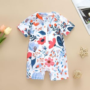 Girls' Flower Full Printed One-piece Swimsuit Baby