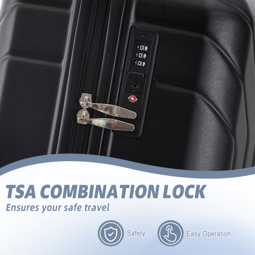 20 24 28 3 Pcs Set In ABS Spinner Wheel Luggage, Carry On Suitcase, Matching Color, TSA Combination Lock
