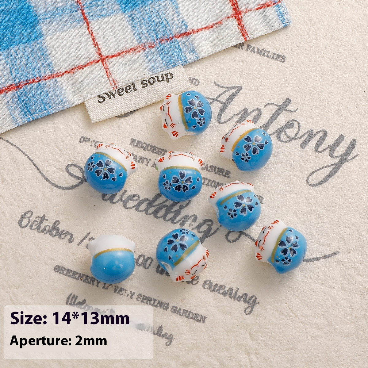 Blue Series Ceramic Bead Bracelets Necklace Ornament Handmade Material