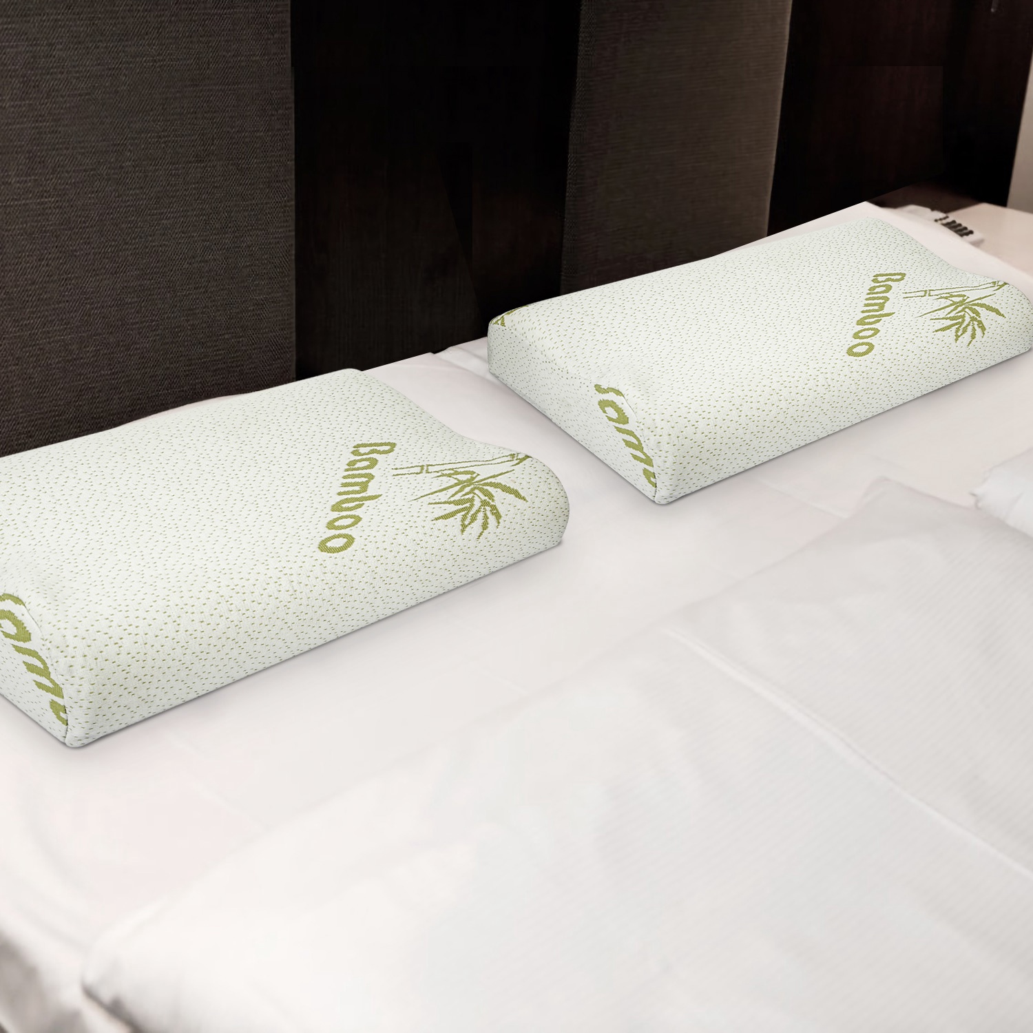 1Pc Bamboo Memory Foam Sleep Pillow Contoured Cervical Orthopedic Pillow Neck Support Breath Pillow