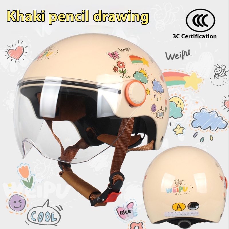 Cute Cartoon Windproof Sunscreen Electric Car Helmet