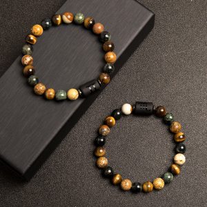 European And American New Natural Picture Tigereye Twelve Constellation Beaded Bracelet
