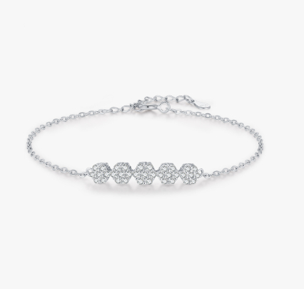 S925 Sterling Silver Light Luxury Full Diamond Flower Ring