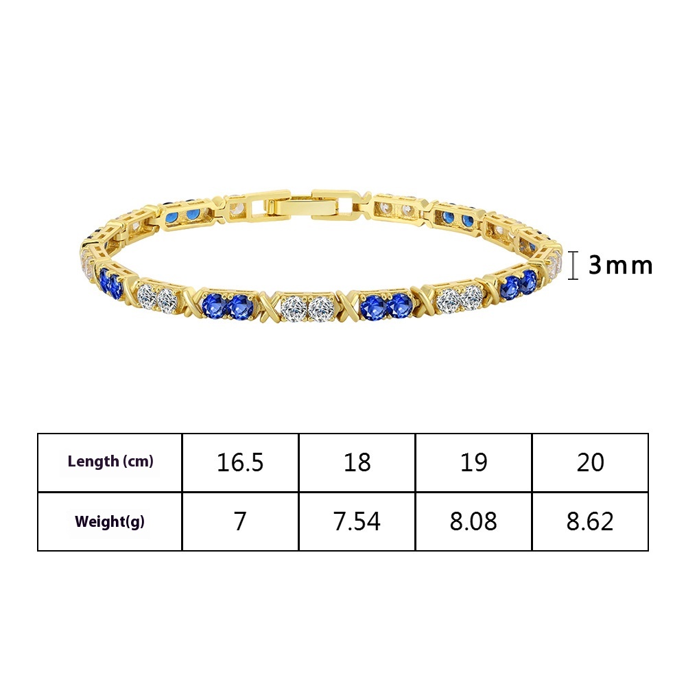 Hollow Cross Colorful Crystals Inlaid Open-ended Bracelet Sweet And Cool Temperament