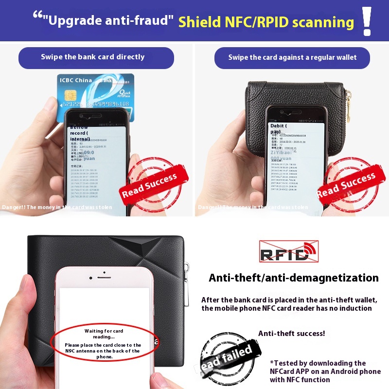 Men's Short Leather Wallet With Zipper