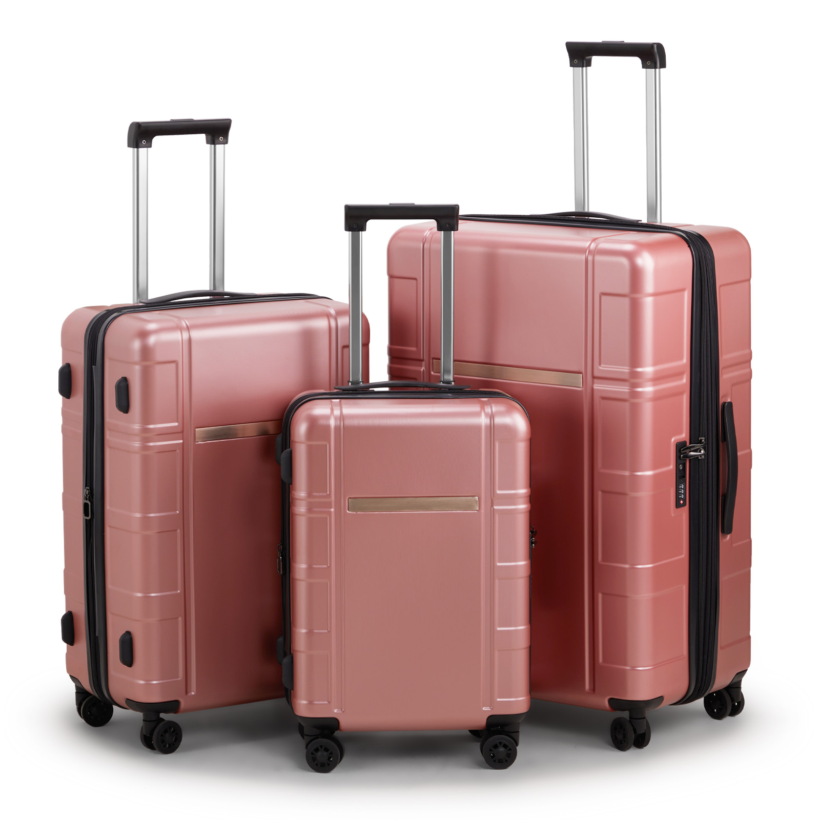 Three In One Set Of Double Wheel Silent Wheels With Dry Wet Separation Compartment ABS PC Luggage
