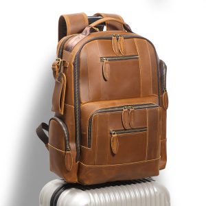 Retro Leather Backpack Trolley Case