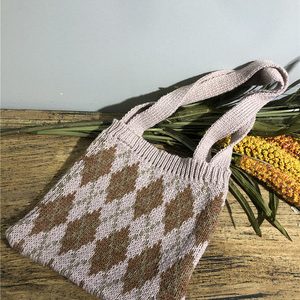 Box check cartoon wool bag