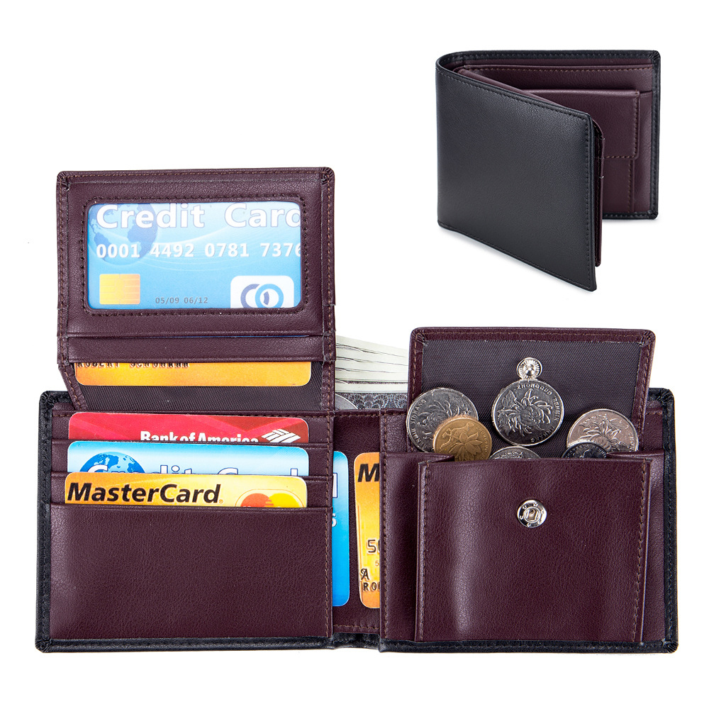 Soft Cowhide Trifold Wallet Men's Multi-functional
