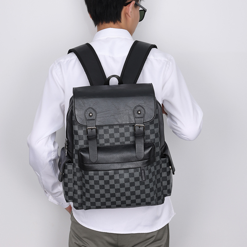 Large Capacity Travel Leisure Plaid Backpack
