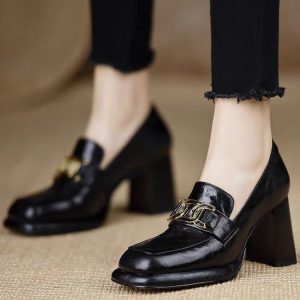 British Style Round Head Thick Bottom Deep Mouth Pumps Women's Autumn New