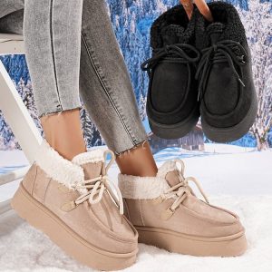 Thick Bottom Fleece-lined Snow Boots Women's Fur Integrated Casual Cotton-padded Shoes