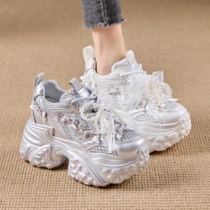 Mesh Surface Breathable Casual Versatile Thick Bottom Height Increasing Shoes
