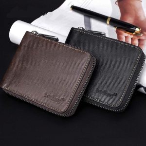 Leather Anti-theft Credit Card Zipper Wallet