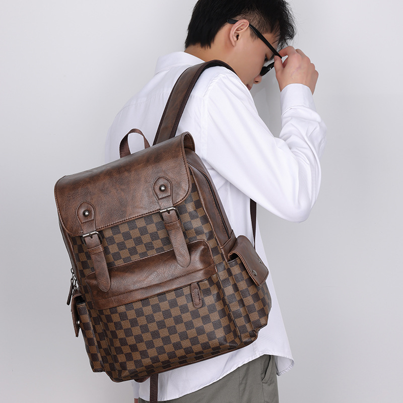 Large Capacity Travel Leisure Plaid Backpack