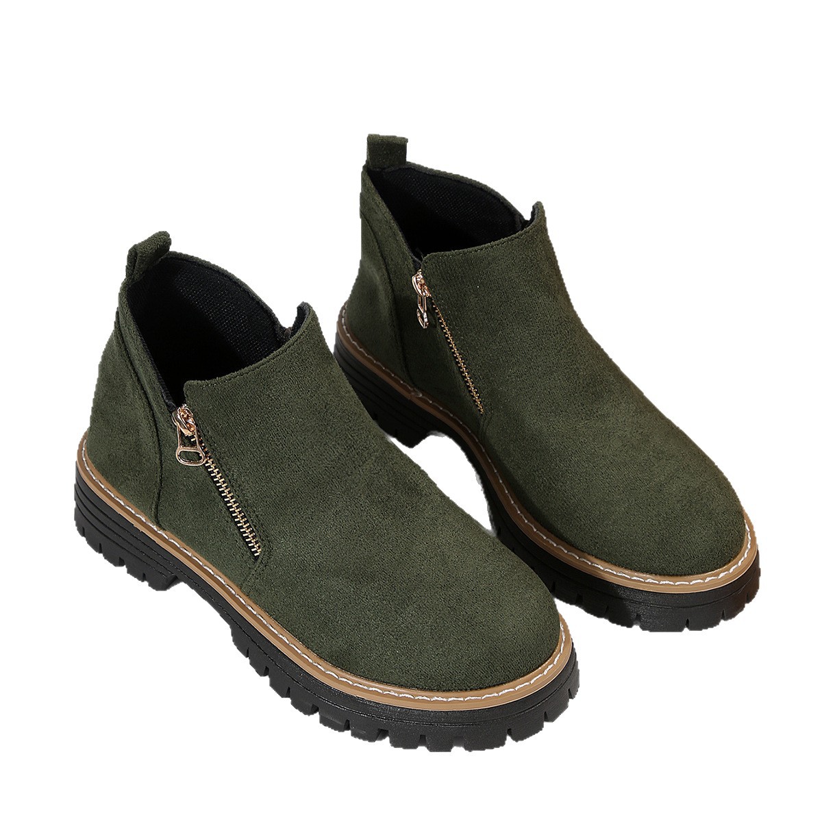 Plus Size Chelsea Booties Women's Spring And Autumn Suede Side Zipper