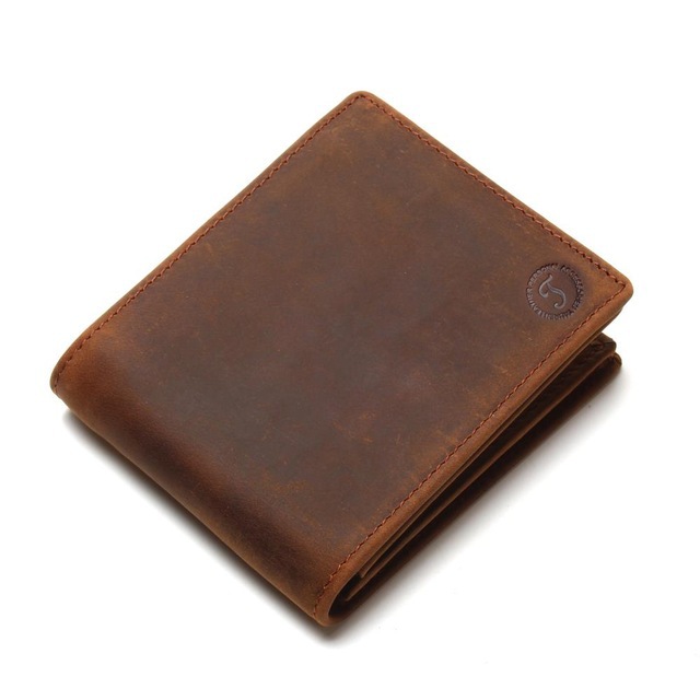 Genuine Leather Short Vertical Anti-theft Swiping Men's Wallet